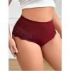 image:imageOYOANGLE Womens Plus Size Floral Lace Briefs Mid Rise Scallop Trim Panties Ladies Breathable UnderwearRose Red
