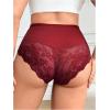 image:imageOYOANGLE Womens Plus Size Floral Lace Briefs Mid Rise Scallop Trim Panties Ladies Breathable UnderwearRose Red