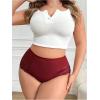 image:imageOYOANGLE Womens Plus Size Floral Lace Briefs Mid Rise Scallop Trim Panties Ladies Breathable UnderwearRose Red