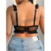 image:imageOYOANGLE Womens Plus Size Lace Mesh Underwire Bra Ruffle Trim Push Up Comfy Everyday BrasBlack