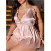 image:imageOYOANGLE Womens Plus Size Satin Pajama Romper Criss Cross Backless Sleeveless V Neck SleepwearPink