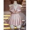image:imageOYOANGLE Womens Plus Size Satin Pajama Romper Criss Cross Backless Sleeveless V Neck SleepwearPink