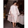 image:imageOYOANGLE Womens Plus Size Satin Robe Set Lace Trim Chemise Nightgown and Belted Bathrobe SleepwearChampagne