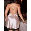 image:imageOYOANGLE Womens Plus Size Satin Robe Set Lace Trim Chemise Nightgown and Belted Bathrobe SleepwearChampagne