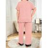 image:imageOYOANGLE Womens Plus Size Short Sleeve Sleepwear Polka Dots Lace Trim Tee and Pants Pjs Soft Pajama SetPink
