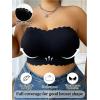 image:imageOYOANGLE Womens Plus Size Strapless Bra Scallop Trim Non Slip Push Up Tube Top Bras with Clear StrapsBlack