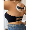 image:imageOYOANGLE Womens Plus Size Strapless Bra Scallop Trim Non Slip Push Up Tube Top Bras with Clear StrapsBlack