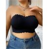 image:imageOYOANGLE Womens Plus Size Strapless Bra Scallop Trim Non Slip Push Up Tube Top Bras with Clear StrapsBlack