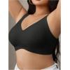 image:imageOYOANGLE Womens Plus Size Wide Strap Wireless Bra Comfortable Seamless Bralettes Full Coverage Everyday BrasBlack