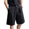 image:imageOYOANGLE Mens Classic Pleat Front Golf Shorts Zipper Fly Elastic Waistband Business Casual ShortsBlack