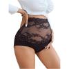 image:imageOYOANGLE Womens Lace Sheer Maternity Underwear High Waist Comfy Pregnancy PantiesBlack