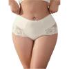 image:imageOYOANGLE Womens Plus Size Floral Lace Briefs Mid Rise Scallop Trim Panties Ladies Breathable UnderwearApricot