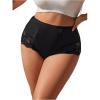 image:imageOYOANGLE Womens Plus Size Floral Lace Briefs Mid Rise Scallop Trim Panties Ladies Breathable UnderwearBlack