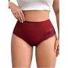 image:imageOYOANGLE Womens Plus Size Floral Lace Briefs Mid Rise Scallop Trim Panties Ladies Breathable UnderwearRose Red
