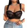 image:imageOYOANGLE Womens Plus Size Lace Mesh Underwire Bra Ruffle Trim Push Up Comfy Everyday BrasBlack