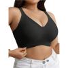 image:imageOYOANGLE Womens Plus Size Wide Strap Wireless Bra Comfortable Seamless Bralettes Full Coverage Everyday BrasBlack