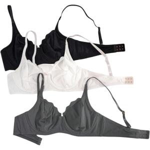 image:imageOYOANGLE Womens 3 Pack Underwire Bra No Padding Push Up Comfortable Everyday BrasBlack White Grey