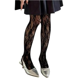 image:imageOYOANGLE Womens Lace Fishnet Tights Sheer Mesh Party Club Stocking See Through PantyhoseBlack