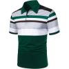 image:imageOYOANGLE Mens Color Block Striped Short Sleeve Golf Shirt Work Dressy Collared TShirtsDark Green
