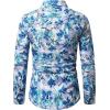 image:imageOYOANGLE Mens Hawaiian Shirts Floral Print Long Sleeve Button Down Beach Vacation Shirt TopsBlue