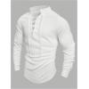 image:imageOYOANGLE Mens Lace Up Tie Long Sleeve Tee Shirt Solid Casual Knitted Pullover TopsWhite