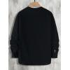 image:imageOYOANGLE Mens Long Sleeve Button Down Shirts Crew Neck Basic Solid Shirt TopBlack