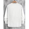 image:imageOYOANGLE Mens Long Sleeve Button Down Shirts Crew Neck Basic Solid Shirt TopWhite