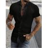 image:imageOYOANGLE Mens Plaid Print Button Down Shirts Short Sleeve Collared Slim Fit BlouseBlack