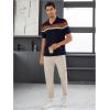 image:imageOYOANGLE Mens Polo Shirts Short Sleeve Striped Golf Shirts Casual Office Collared T ShirtMulticolor