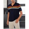image:imageOYOANGLE Mens Polo Shirts Short Sleeve Striped Golf Shirts Casual Office Collared T ShirtMulticolor