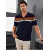 image:imageOYOANGLE Mens Polo Shirts Short Sleeve Striped Golf Shirts Casual Office Collared T ShirtMulticolor