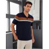 image:imageOYOANGLE Mens Polo Shirts Short Sleeve Striped Golf Shirts Casual Office Collared T ShirtMulticolor