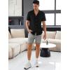 image:imageOYOANGLE Mens Short Sleeve Button Down Fashion Casual Summer Beach Shirts Knit Shirts Vintage TopsBlack