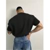 image:imageOYOANGLE Mens Short Sleeve Button Down Shirts Collared Neck Knit Tops Summer Casual Comfy Golf ShirtBlack