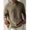 image:imageOYOANGLE Mens Short Sleeve Golf Shirts Textured Performance Casual Collared T ShirtsBrown