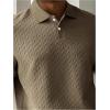 image:imageOYOANGLE Mens Short Sleeve Golf Shirts Textured Performance Casual Collared T ShirtsBrown