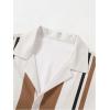 image:imageOYOANGLE Mens Striped Print Button Down Shirts Short Sleeve Collared Neck Shirts TopBeige and Brown
