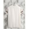 image:imageOYOANGLE Mens Striped Print Button Down Shirts Short Sleeve Collared Neck Shirts TopBeige and Brown