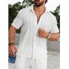 image:imageOYOANGLE Mens Summer Casual Shirts Button Down Shirt for Men Short Sleeve Vacation Beach Fashion ShirtWhite