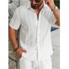 image:imageOYOANGLE Mens Summer Casual Shirts Button Down Shirt for Men Short Sleeve Vacation Beach Fashion ShirtWhite