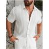image:imageOYOANGLE Mens Summer Casual Shirts Button Down Shirt for Men Short Sleeve Vacation Beach Fashion ShirtWhite