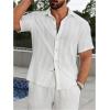 image:imageOYOANGLE Mens Summer Casual Shirts Button Down Shirt for Men Short Sleeve Vacation Beach Fashion ShirtWhite