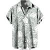 image:imageOYOANGLE Mens Tropical Print Short Sleeve Button Down Shirts Floral Summer Beach Hawaiian ShirtLight Green