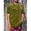image:imageOYOANGLE Mens Velvet Crew Neck T Shirt Floral Short Sleeve Party Tee Tops StreetwearGreen