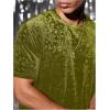 image:imageOYOANGLE Mens Velvet Crew Neck T Shirt Floral Short Sleeve Party Tee Tops StreetwearGreen