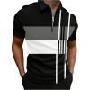 image:imageOYOANGLE Mens Color Block Striped Casual Golf Shirts Half Zip Short Sleeve Moisture Wicking TShirtBlack and White