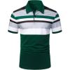 image:imageOYOANGLE Mens Color Block Striped Short Sleeve Golf Shirt Work Dressy Collared TShirtsDark Green