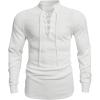 image:imageOYOANGLE Mens Lace Up Tie Long Sleeve Tee Shirt Solid Casual Knitted Pullover TopsWhite