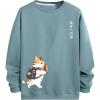 image:imageOYOANGLE Mens Letter Cartoon Print Sweatshirt Round Neck Long Sleeve Pullover SweatshirtsBlue