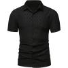 image:imageOYOANGLE Mens Plaid Print Button Down Shirts Short Sleeve Collared Slim Fit BlouseBlack